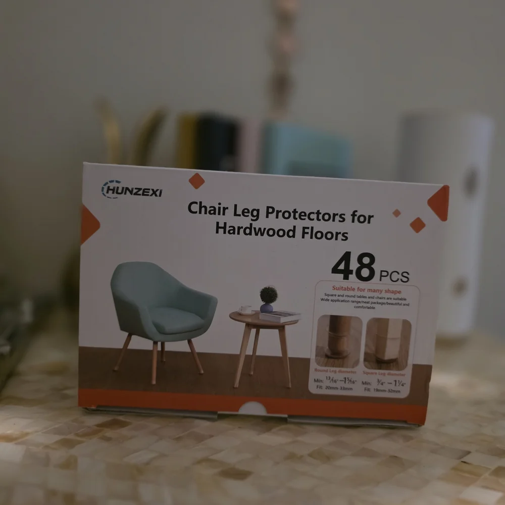 Chair Leg Protectors for Hardwood Floors - 48 Pack (Universal Small & Clear)